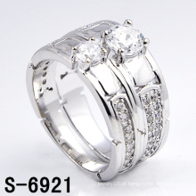 Moda Jóias 925 Anéis Casal de Prata com Zircônia (S-6921)